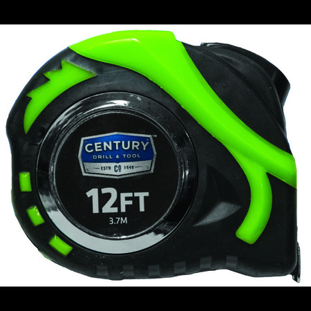 CENTURY DRILL & TOOL Tape Measure High Visibility 12Ft Length 1/2" Blade Width 72816